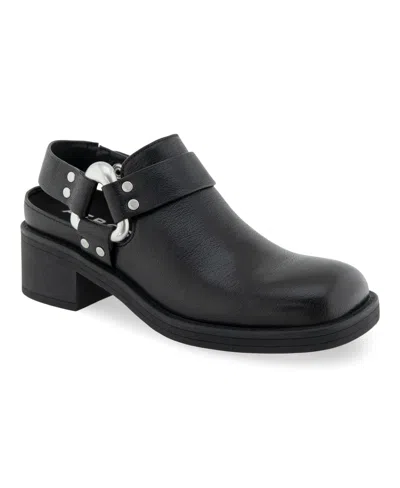 Aerosoles Women's Maya Strap Mules In Black Waxy Leather