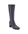 Aerosoles Women's Micah Tall Boots In Navy Stretch Smooth Faux Leather-polyure