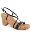 Aerosoles Miles Slingback Sandal In Black Faux Leather,cork