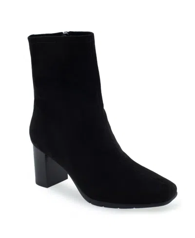 Aerosoles Women's Miley Mid-calf Boots In Black Stretch Gabardine Fabric