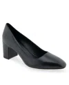 Aerosoles Minetta Almond Toe Pump In Black Leather