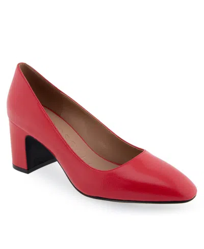 Aerosoles Minetta Almond Toe Pump In Racing Red Leather