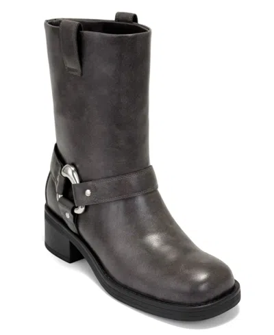 Aerosoles Women's Molto Moto Platform Booties In Slate Gray Faux Leather