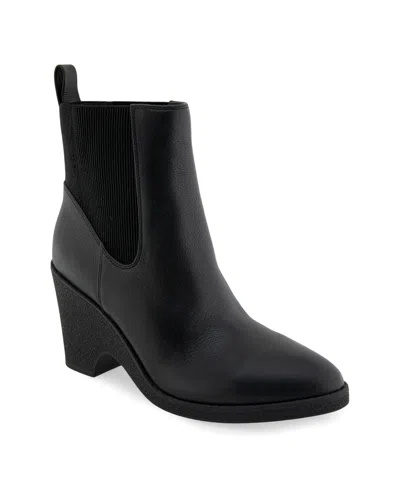 Aerosoles Women's Mylo Ankle Booties In Black Smooth Leather