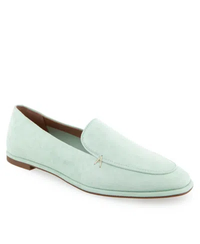 Aerosoles Neo Womens Leather Almond Toe Loafers In Gleam Suede