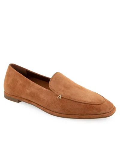 Aerosoles Neo Square Toe Loafer In Tan Suede