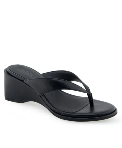 Aerosoles Women's Nero Wedge Flip Flop Sandals In Black