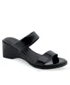 Aerosoles Norine Snake Embossed Sandal In Black Patent Polyurethane