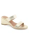 Aerosoles Norine Snake Embossed Sandal In Soft Gold Canvas