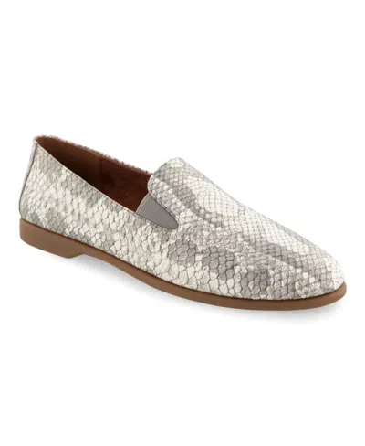 Aerosoles Women's Nuit Almond Toe Loafers In Multi Snake Print Embossed Leather