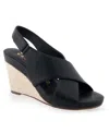 Aerosoles Payton Espadrille Wedge Sandal In Black Polyurethane