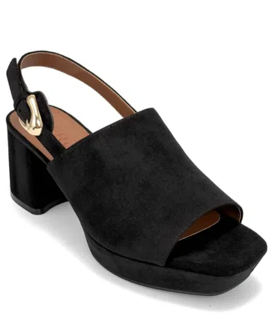 Aerosoles Women's Pearl Platform Block Heel Sandals In Black Faux Suede