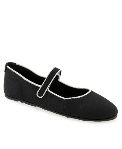 AEROSOLES WOMEN'S PERRY KNIT ROUND TOE MARY JANE FLATS