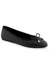 Aerosoles Women's Pia Casual Ballet Wedge Flats In Black Leather