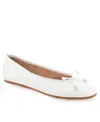 Aerosoles Women's Pia Casual Ballet Wedge Flats In White Patent Polyurethane