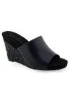 Aerosoles Women's Pierce Open Toe Wedge Sandals In Black Polyurethane