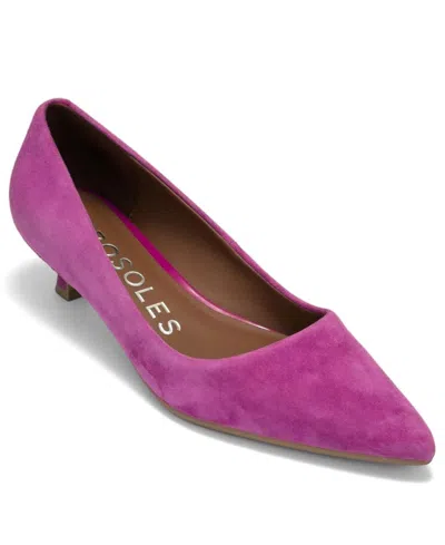 Aerosoles Women's Rana Kitten Heel Pumps In Dark Pink Suede
