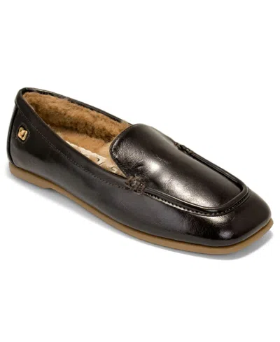 Aerosoles Women's Ravi Fur Square Toe Loafers In Java Glazed Faux Leather