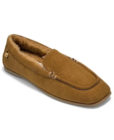 Aerosoles Women's Ravi Fur Square Toe Loafers In Tobacco Faux Leather