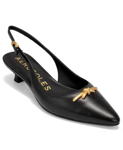 Aerosoles Women's Raya Knot Slingback Dress Pumps In Black Leather