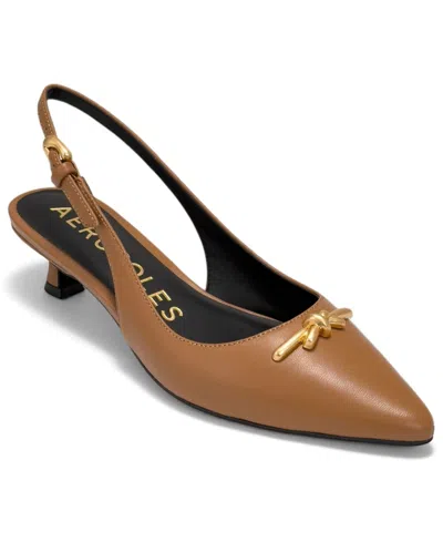 Aerosoles Women's Raya Knot Slingback Dress Pumps In Tan Leather