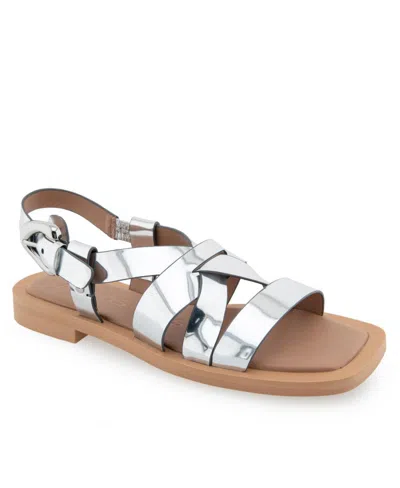 Aerosoles Women's St.clair Open Toe Sandals In Silver Mirror Metallic Polyurethane