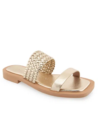 Aerosoles Women's St.lukes Open Toe Sandals In Soft Gold Polyurethane