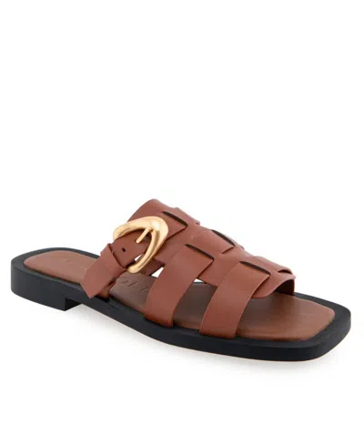 Aerosoles Women's St.marks Open Toe Sandals In Ginger Bread Leather