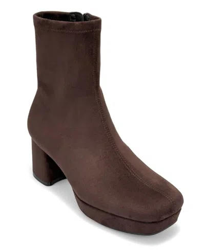 Aerosoles Women's Sussex Block Heel Dress Booties In Java Faux Suede