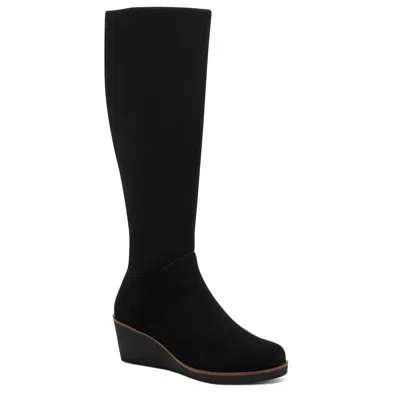 Aerosoles Cecina Womens Faux Suede Zipper Knee-high Boots In Black
