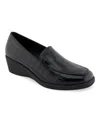 Aerosoles Women's Tart Wedge Heel Loafers In Black Crocodile Faux Leather-polyurethan