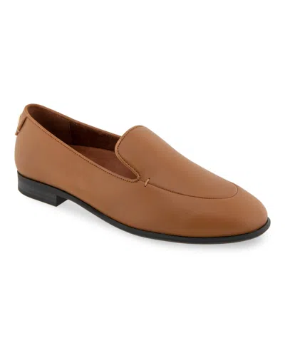 Aerosoles Women's Wells Block Heel Loafers In Tan Shiny Smooth Leather