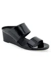 Aerosoles Wheeler Womens Snake Print Manmade Wedge Sandals In Black Patent Polyurethane