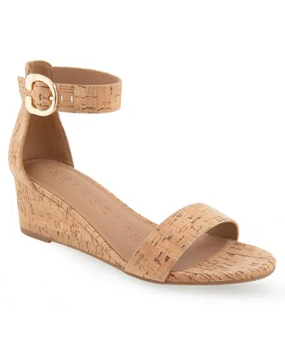 Aerosoles Women's Willis Buckle Strap Wedge Sandals In Cork Combo