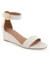 Aerosoles Women's Willis Buckle Strap Wedge Sandals In Eggnog Polyurethane Leather