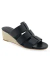Aerosoles Wilma Wedge Sandal In Black Polyurethane