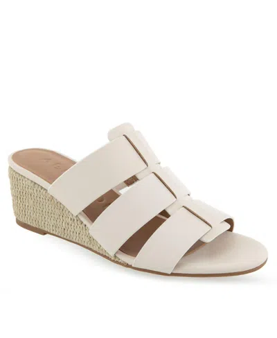 Aerosoles Wilma Wedge Sandal In Eggnog Polyurethane Leather