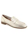 Aerosoles Winona Loafer In Gold Metallic Pebbled Leather