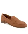 Aerosoles Women's Winona Almond Toe Loafer Flats In Tan Pebbled Leather