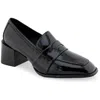 Aerosoles Womens Block Heel Leather Loafers In Black