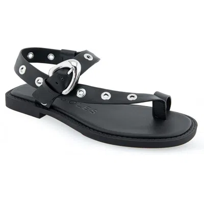 Aerosoles Womens Buckle Manmade Ankle Strap In Black Polyurethane
