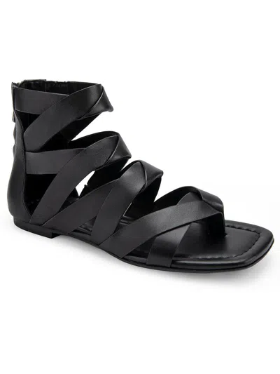 Aerosoles Womens Faux Leather Gladiator Sandals In Black