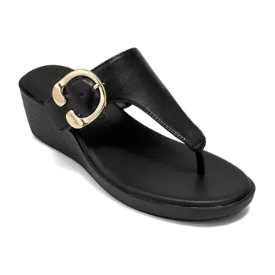 Aerosoles Womens Izola Wedge Sandals In Black