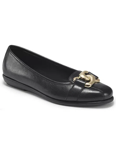 Aerosoles Womens Leather Round Toe Moccasins In Black