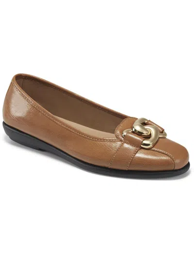 Aerosoles Womens Leather Round Toe Moccasins In Brown