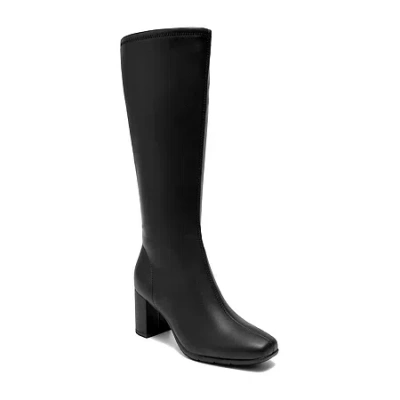 Aerosoles Womens Micah Wide Calf Block Heel Dress Boots In Black