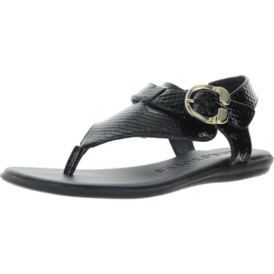 Aerosoles Womens Snake Print Faux Leather Ankle Strap In Black