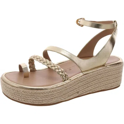 Aerosoles Womens Strappy Manmade Wedge Heels In Gold