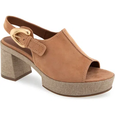 Aerosoles Zella Slingback Platform Sandal In Tan Suede