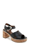 Aerosoles Zephyr Platform Sandal In Black Burnished Leather